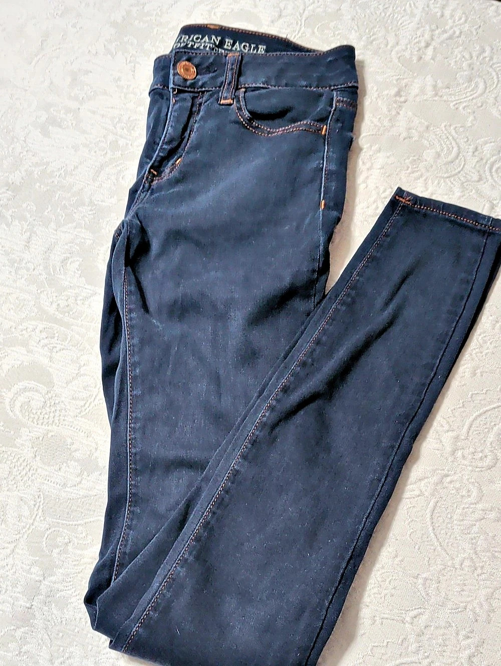 American Eagle Outfitters Hi-Rise Jegging Super Stretch Dark Blue X-long Size 0
